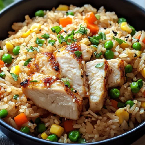 High Protein Crispy Garlic Chicken Fried Rice