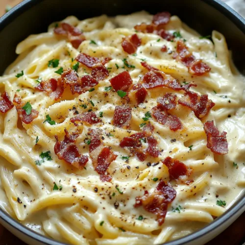Rich Garlic Parmesan Bacon Pasta