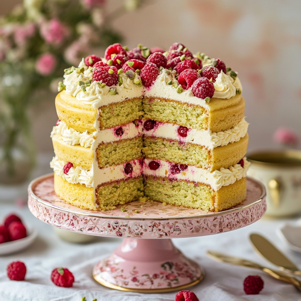 Pistachio Raspberry Cake