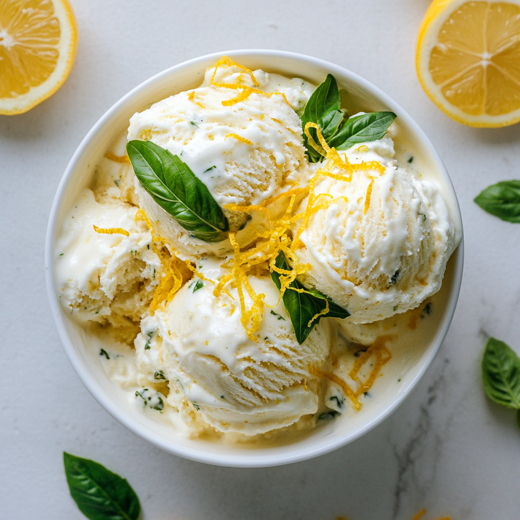 Lemon Basil Ice Cream