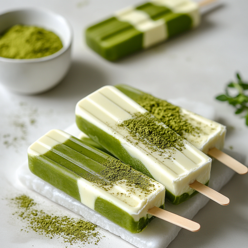 Matcha Cheese Foam Popsicles