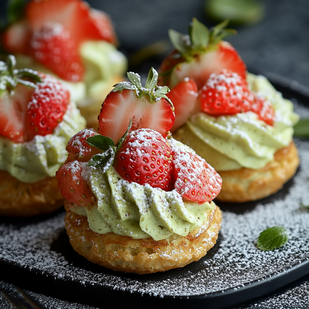 Strawberry Matcha Cream Puffs