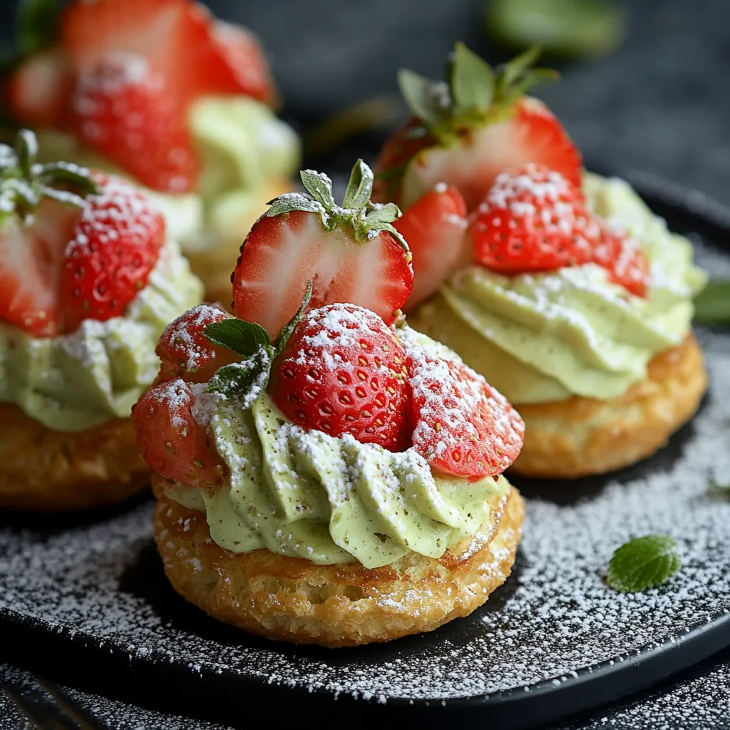 Strawberry Matcha Cream Puffs