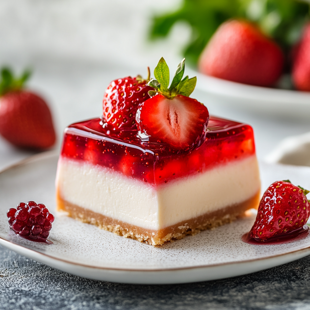 Strawberry Jelly Cheesecake (No Bake Cheesecake)