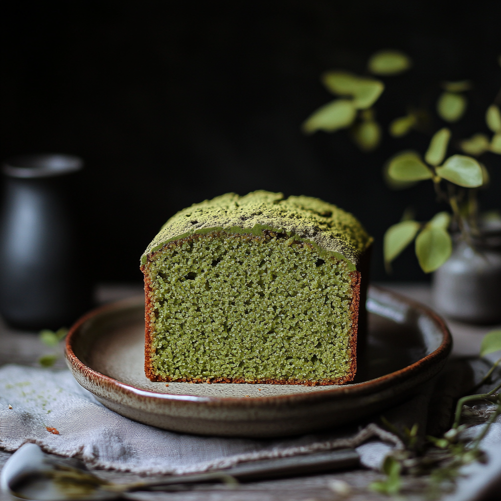 Japanese Matcha Pound Cake with Subtle Sweetness