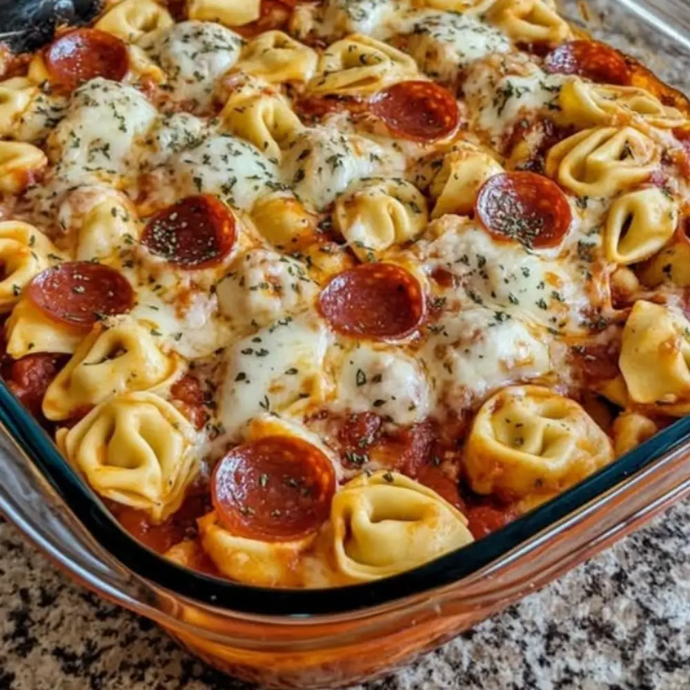 Cheese Tortellini Pepperoni Pizza Casserole