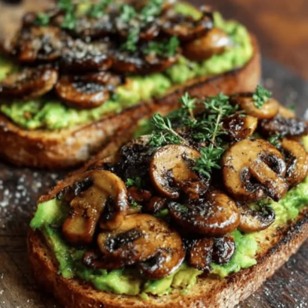 Avocado Garlicky Mushroom Toast