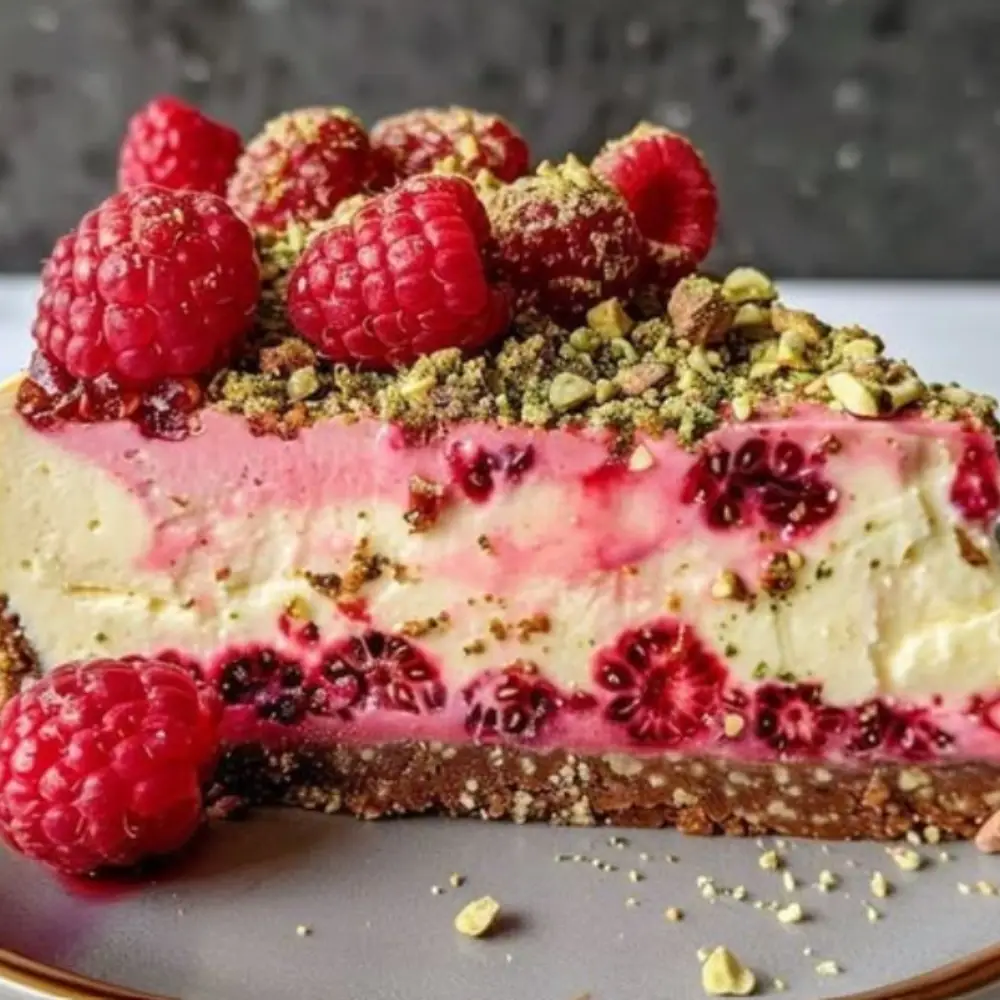 Pistachio Raspberry Cheesecake