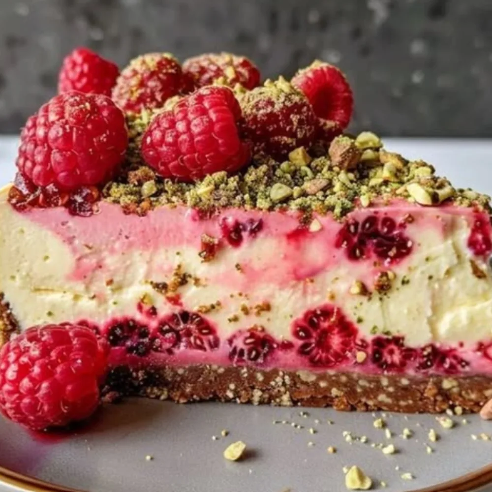 Pistachio Raspberry Cheesecake