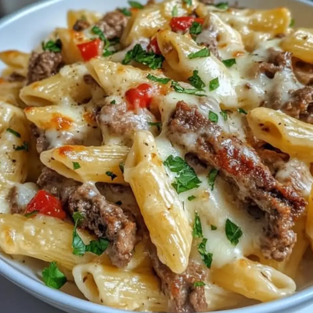 Creamy and Savory Philly Cheesesteak Pasta