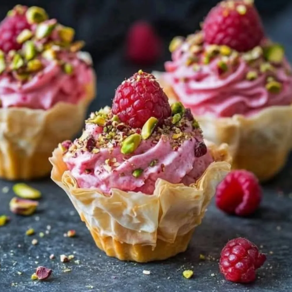 Raspberry & Pistachio Cannoli Cups