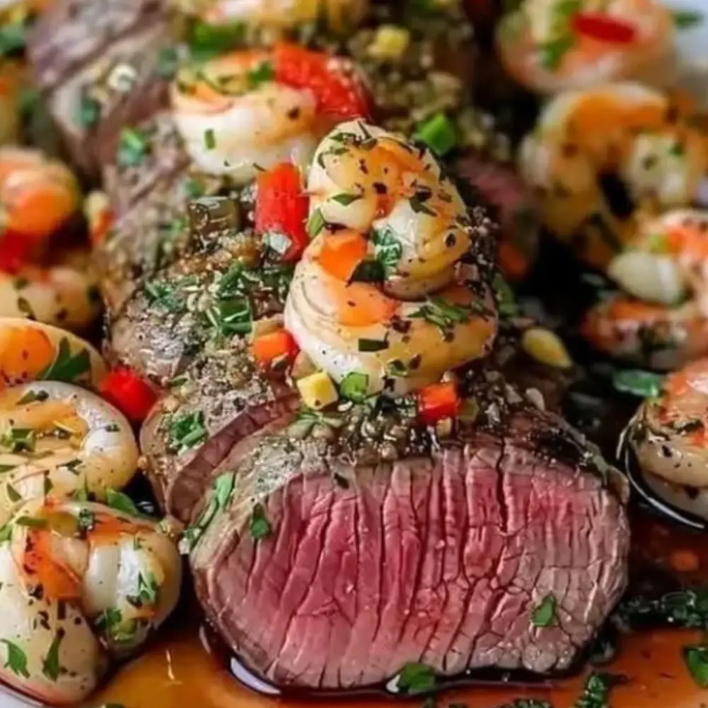 Surf & Turf: Garlic Butter Steak with Chili-Lime Shrimp