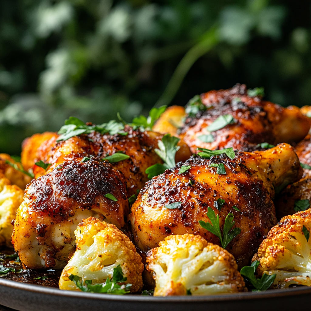 Spicy Harissa Chicken with Roasted Cauliflower