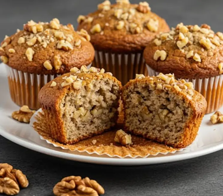 Fluffy Banana Walnut Muffins