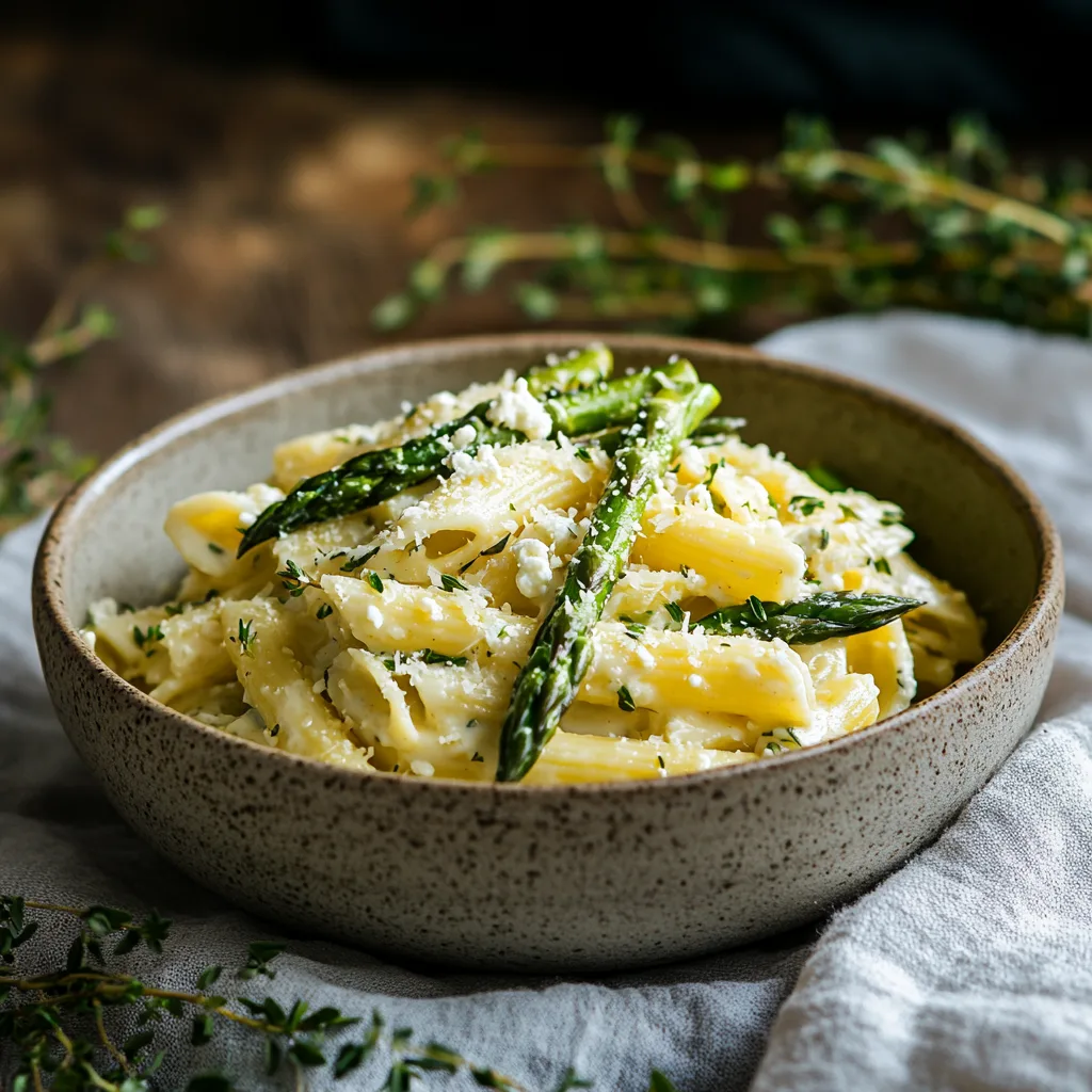 Creamy Goat Cheese and Asparagus Pasta