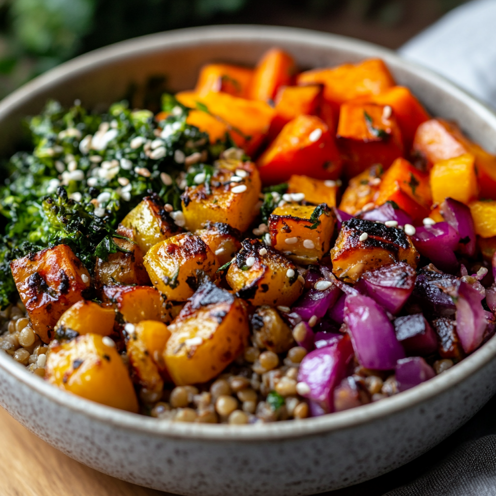 Herbed Lentil Rice with Roasted Veggies