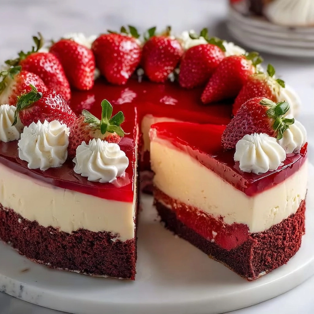 Here’s a Red Velvet Strawberry Cheesecake recipe