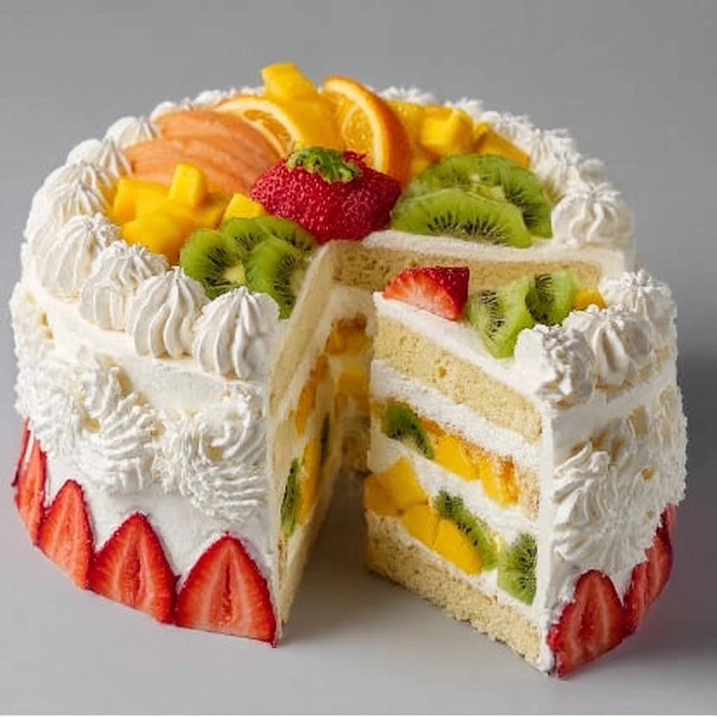 Pake three milks with fruits Recipe