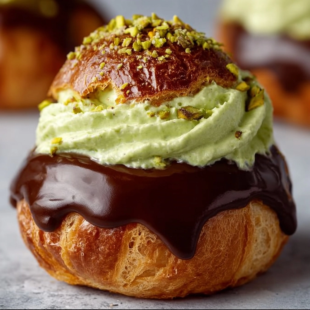 Pistachio Chocolate Choux Buns Recipe