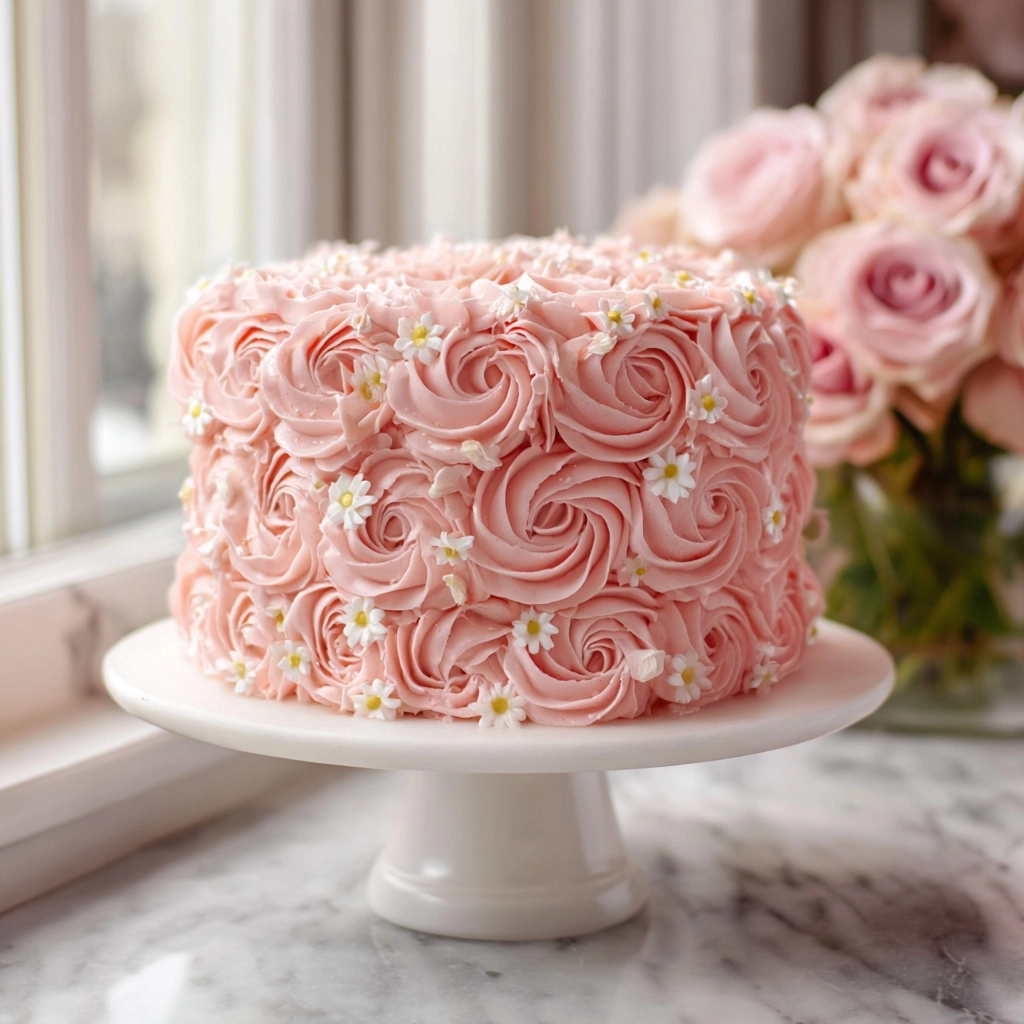 Rosette Cake (Buttercream Rose Cake) Recipe