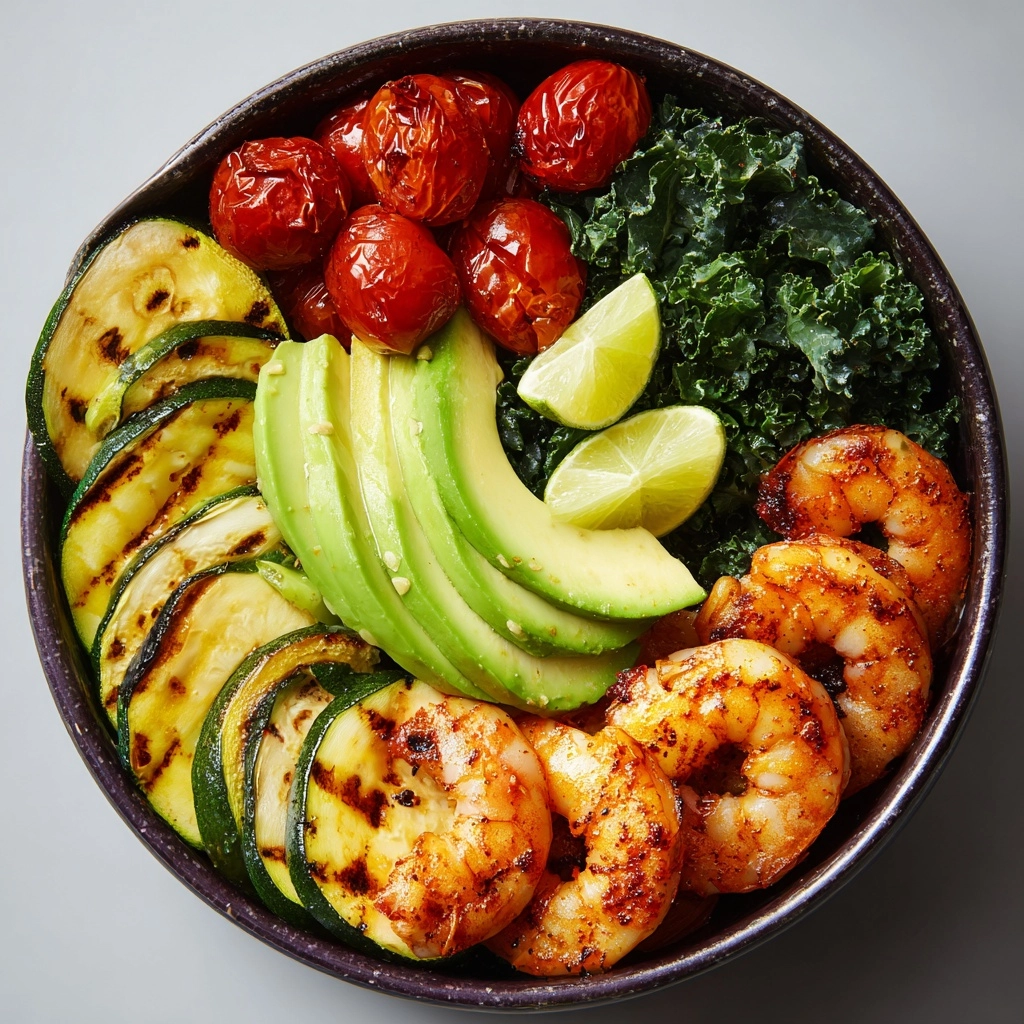 Grilled Shrimp Bowl with Zucchini, Avocado & Kale Recipe