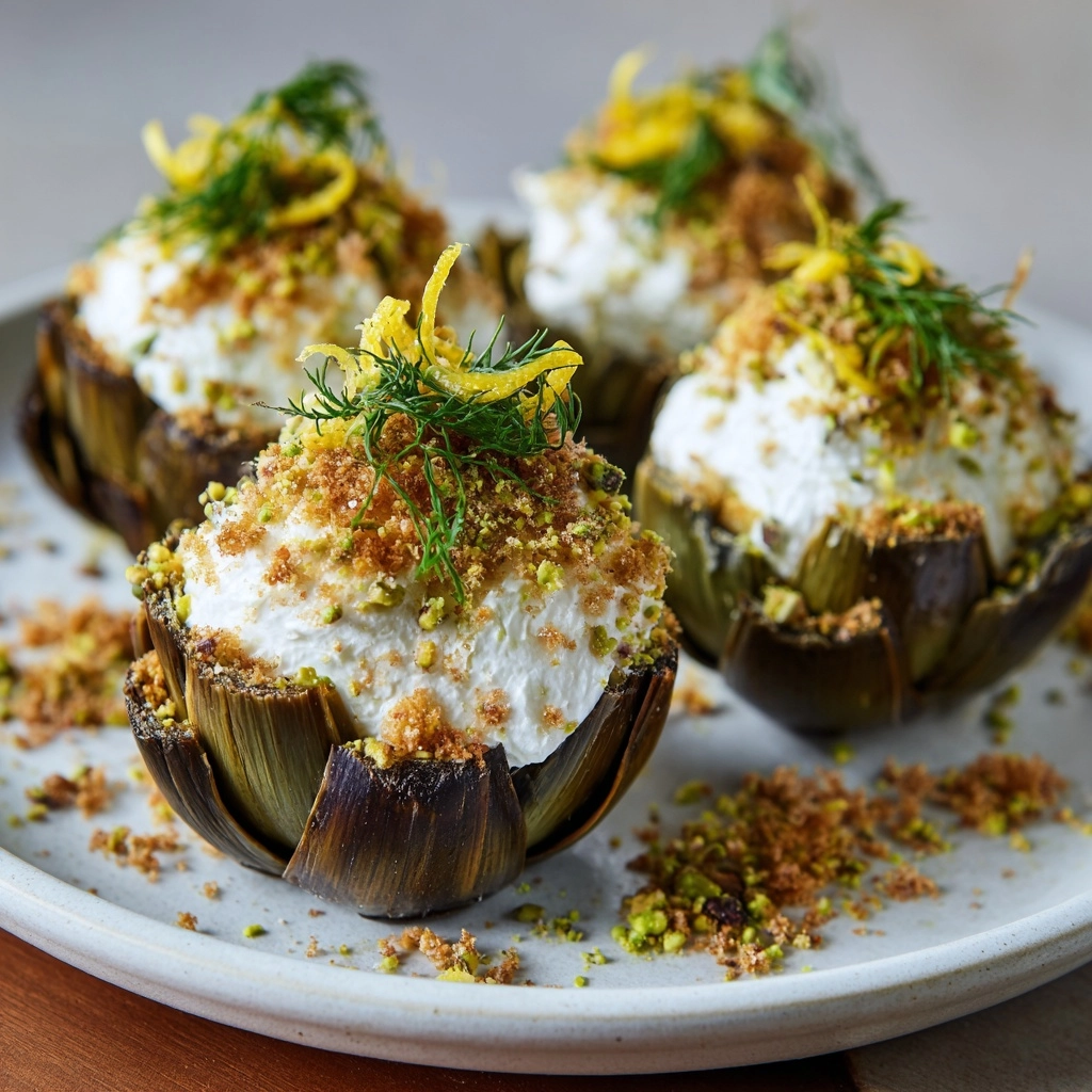 oms with Whipped Feta & Pistachio Crunch Recipe