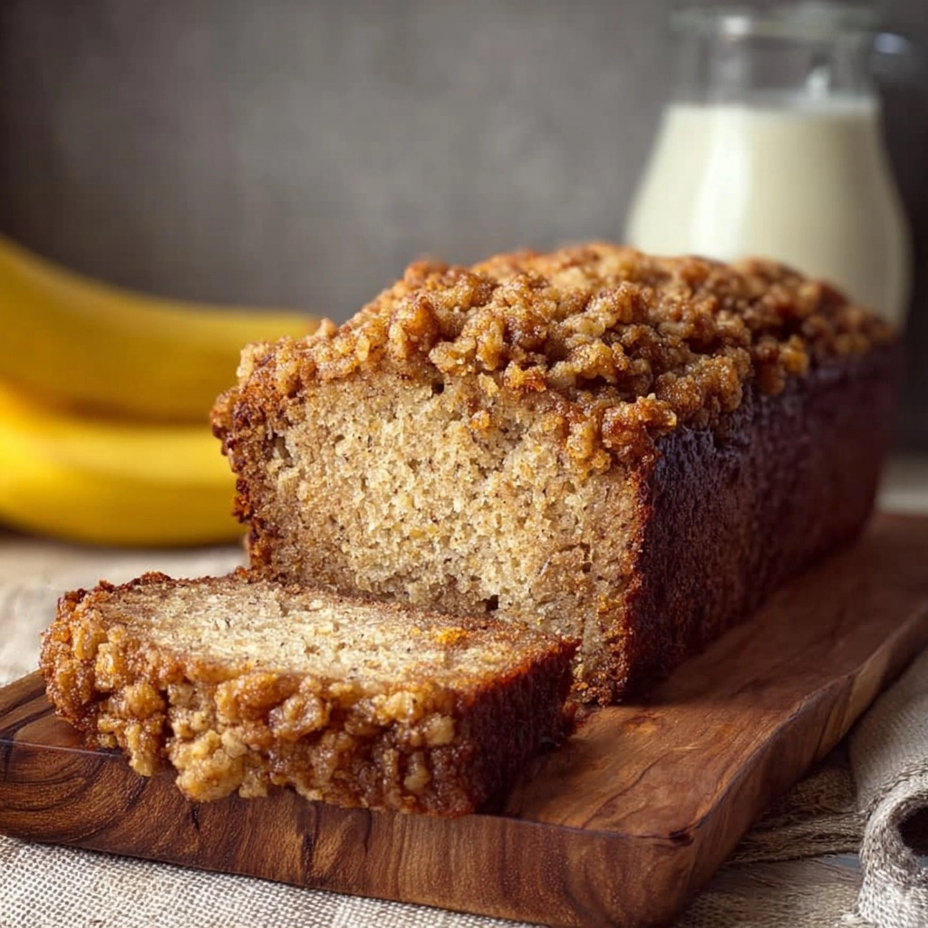 Moist Banana Bread with Crunchy Streusel Topping Recipe