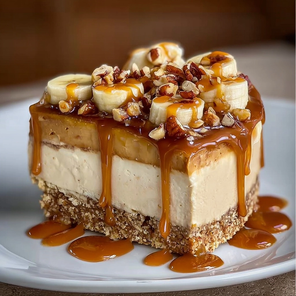 Easy Banana Caramel Peanut Butter Cheesecake Recipe