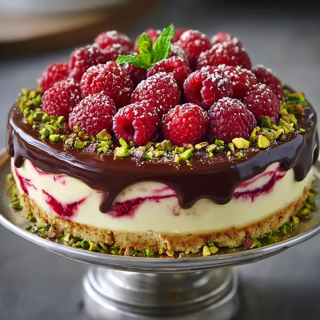 Elegant Pistachio Raspberry Crunch Cheesecake Recipe