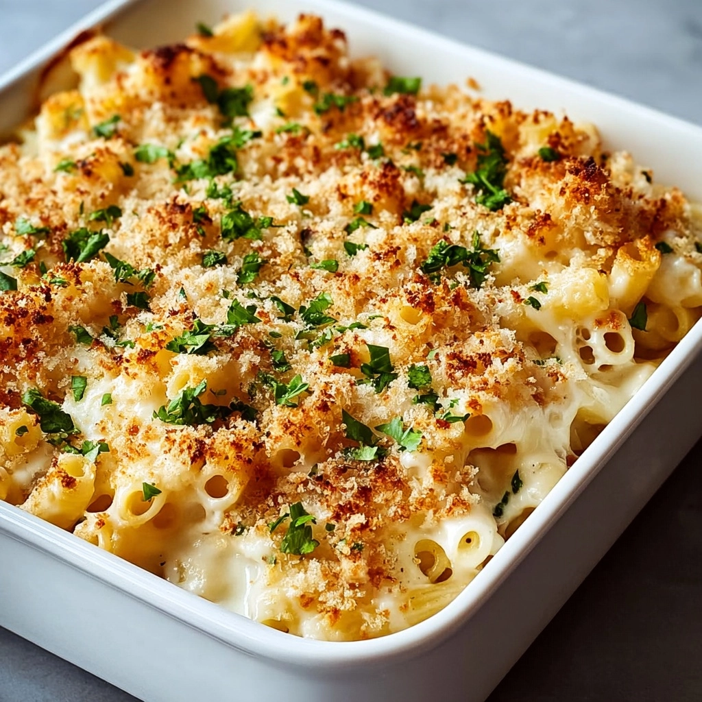 Savory Baked Chicken Pasta with Garlic Parmesan Recipe