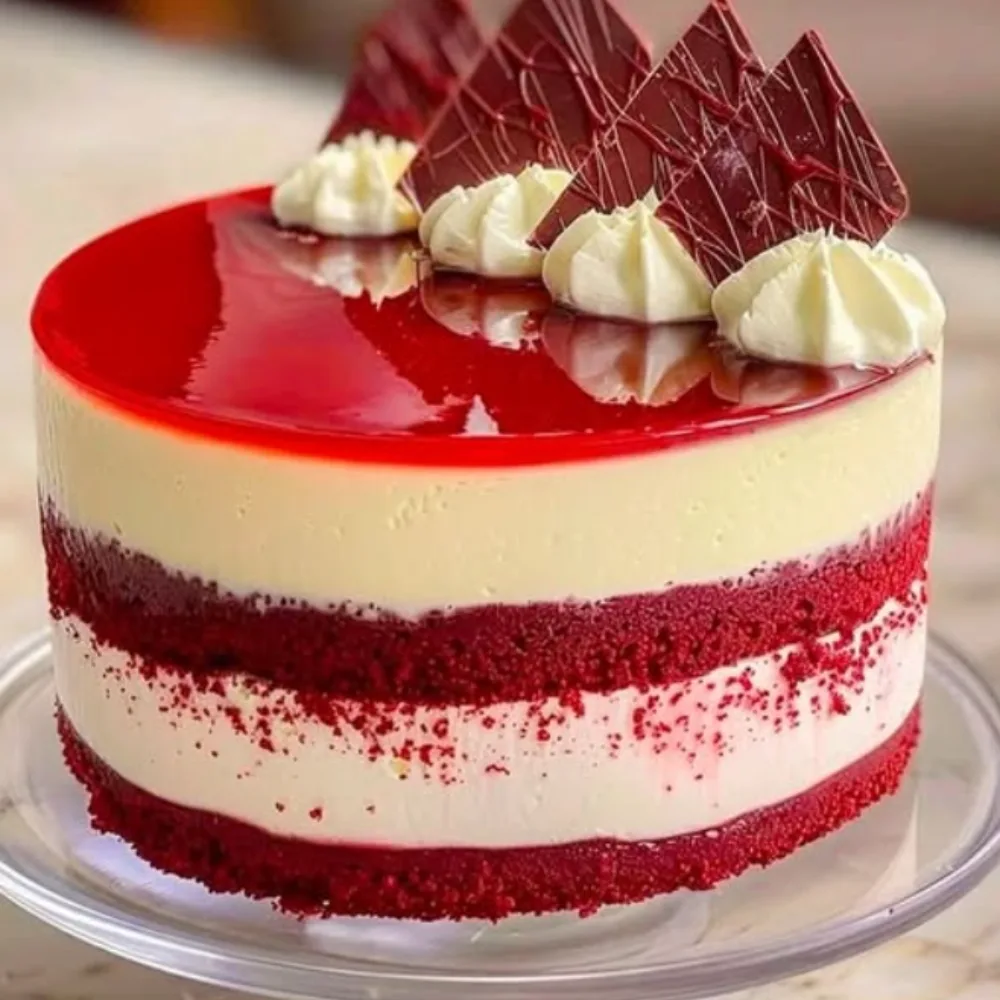 Red Velvet Mousse Cake with Glaze Top