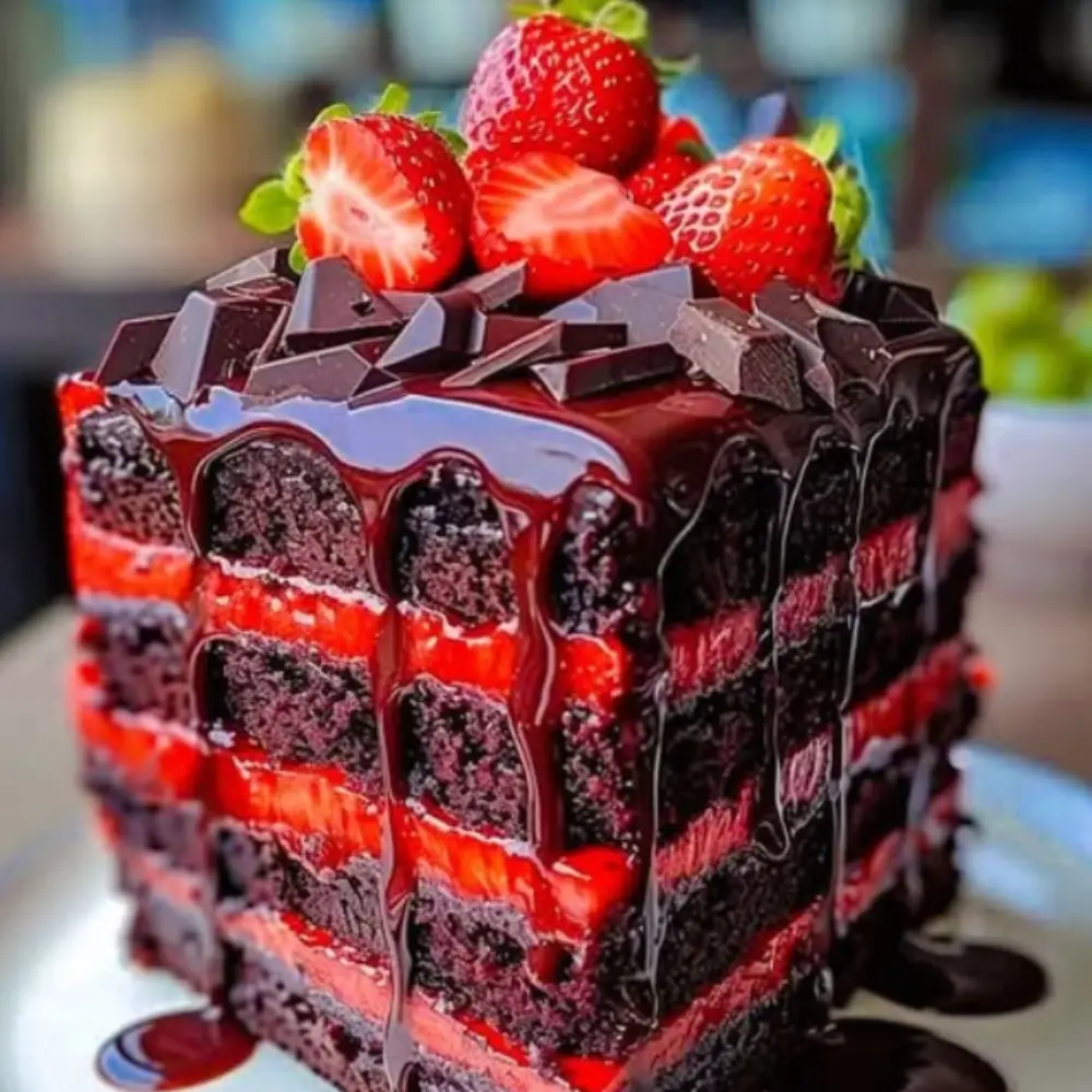 Chocolate Strawberry Layer Cake