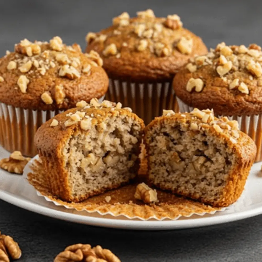 Fluffy Banana Walnut Muffins