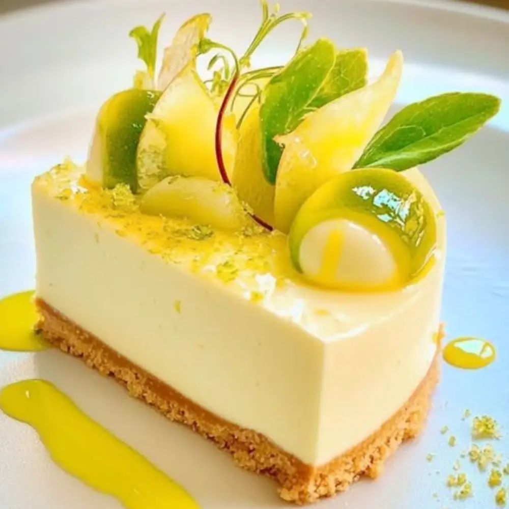 Refined Lime Mousse Cheesecake with Green Grape Garnish