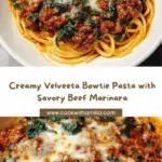 Creamy Velveeta Bowtie Pasta with Italian Beef Marinara Recipe