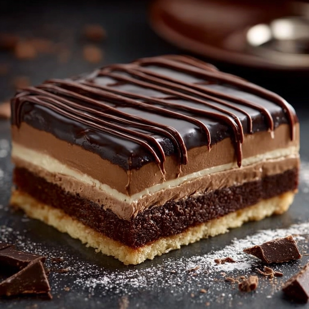Triple Chocolate Layer Bars Recipe - Recipe Image