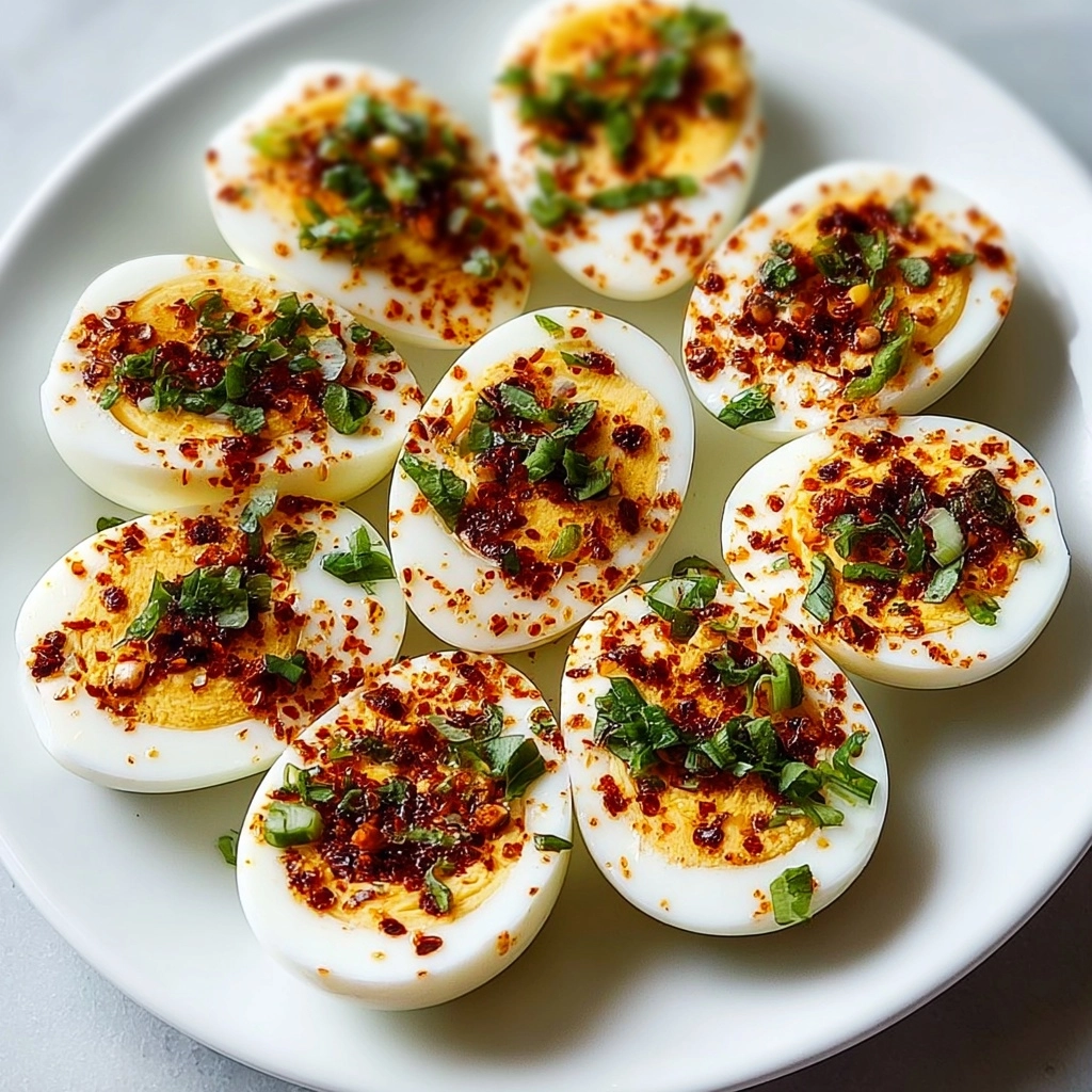 Spicy Chili Garlic Deviled Eggs Recipe