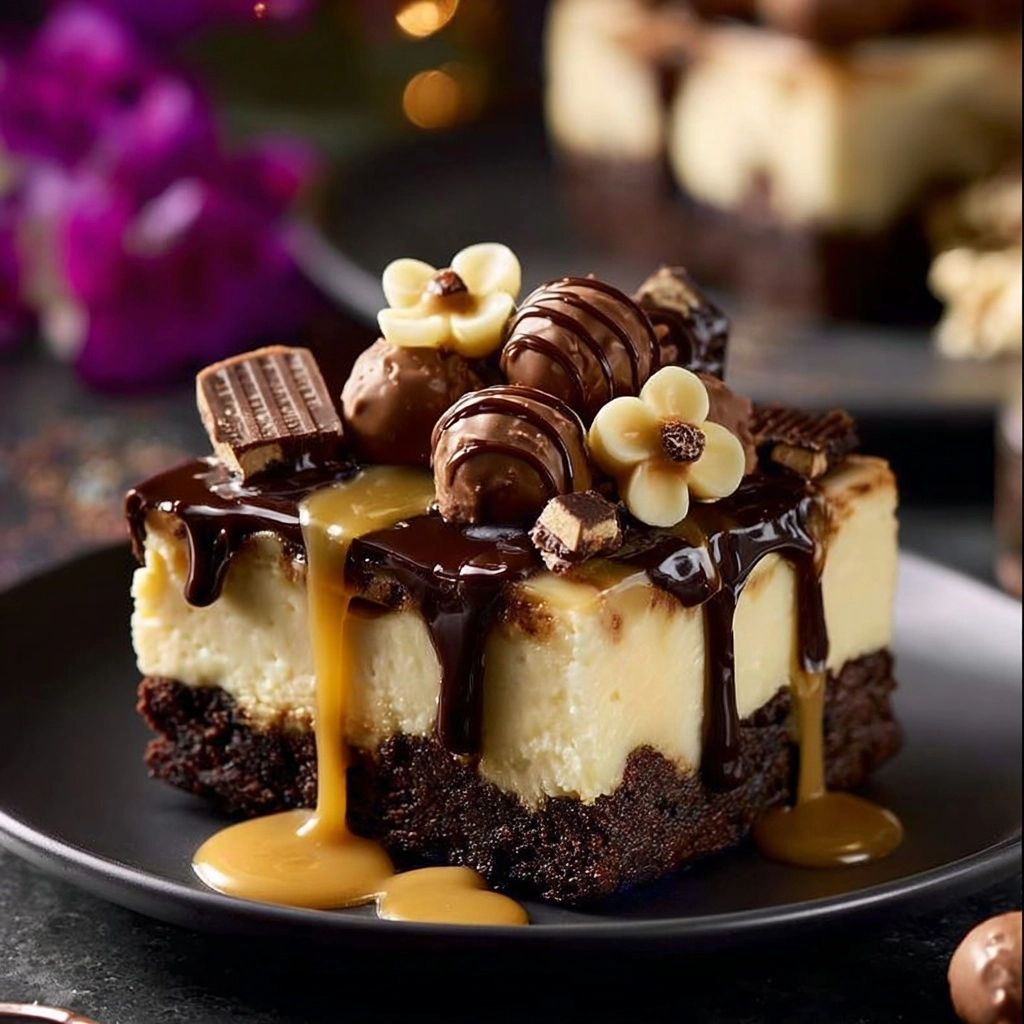 Caramel & Chocolate Ganache Cheesecake Brownie Recipe