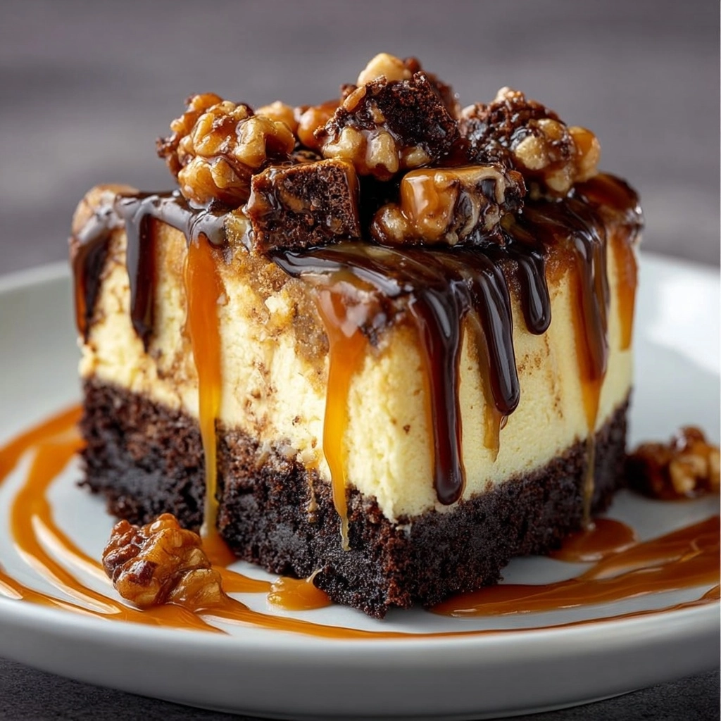 Decadent Layers of Caramel, Brownie, and Cheesecake Bliss Recipe