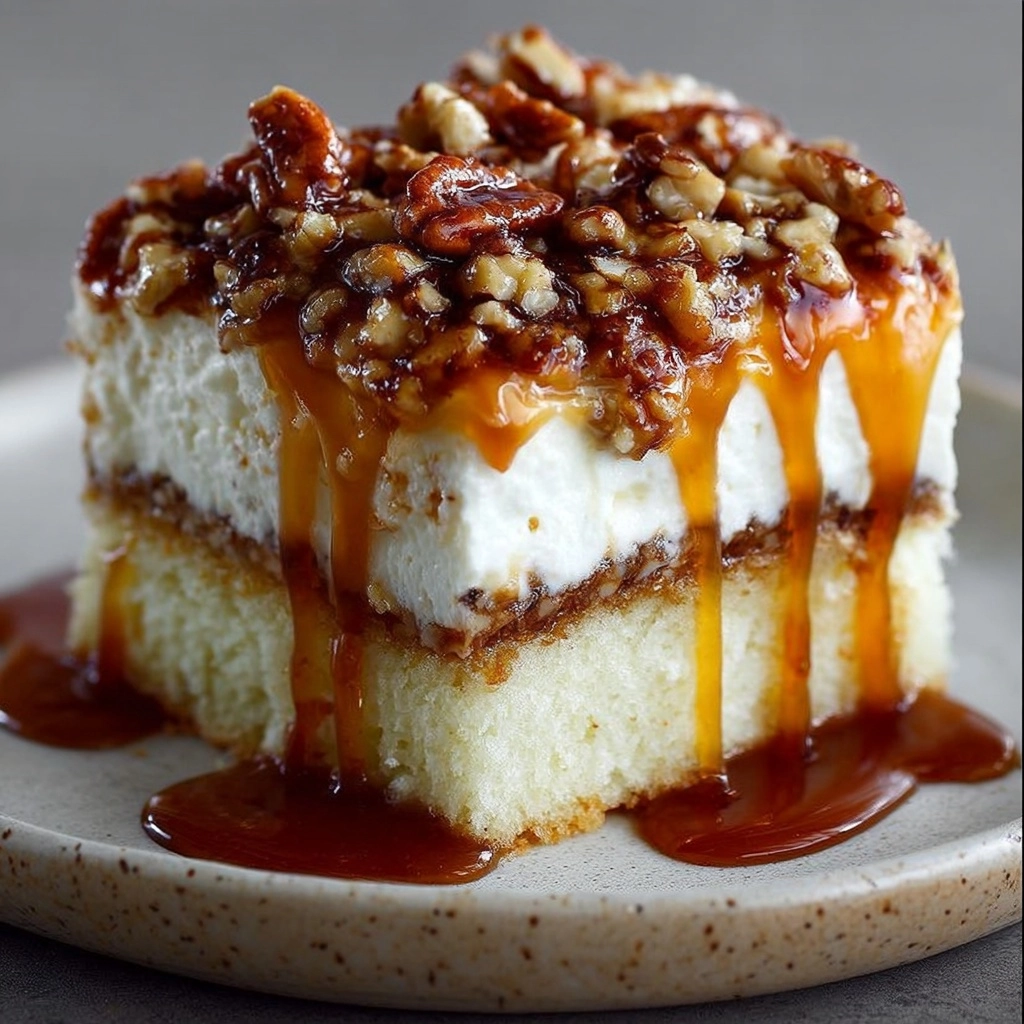 n Praline Poke Cake with Caramel Drizzle Recipe