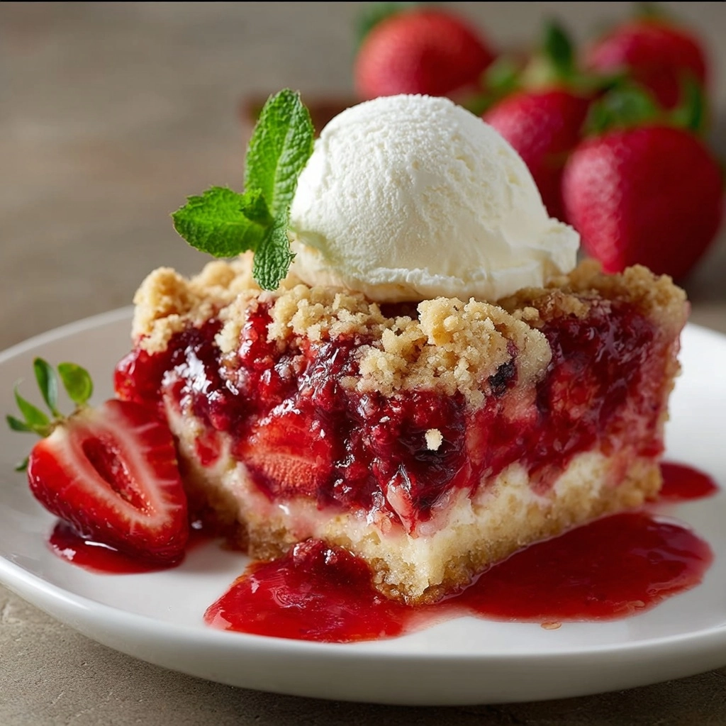 Gooey Strawberry Cheesecake Dump Cake with Creamy Layers Recipe