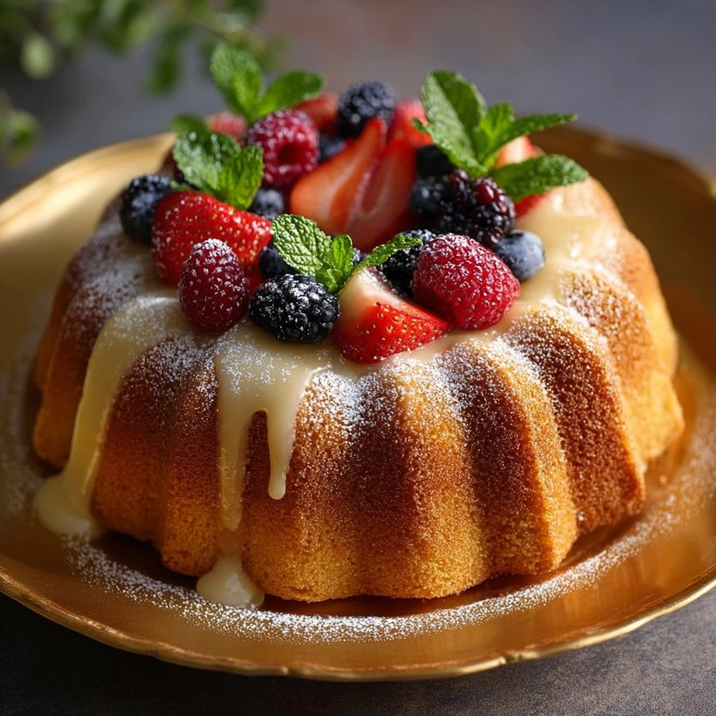 Golden Rich & Fruity Pound Cake Elegance Recipe - Recipe Image