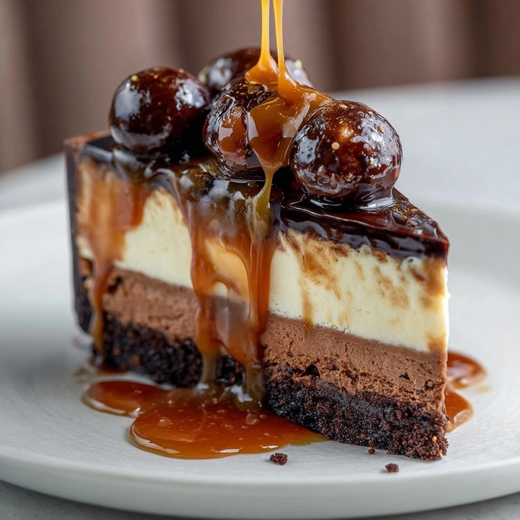 Decadent Caramel Swirled Brownie Cheesecake Delight Recipe