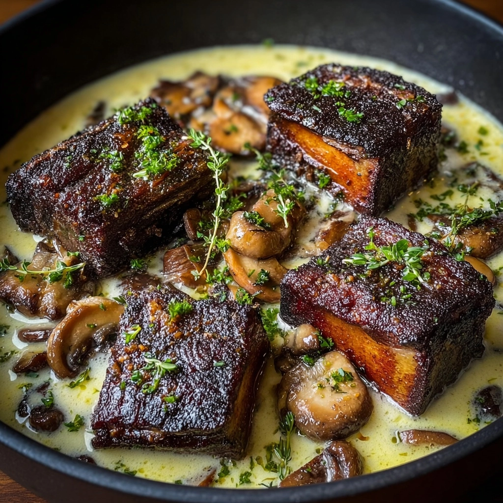 Braised Short Ribs in Creamy Herb Sauce Recipe