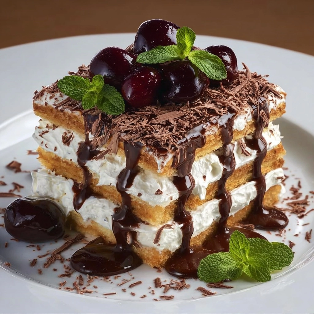Cherry Chocolate Tiramisu Cake Recipe