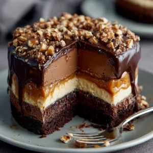 No-Bake Layered Chocolate Peanut Butter Cheesecake Recipe