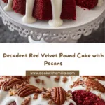 Red Velvet Pound Cake with White Glaze and Pecans Recipe