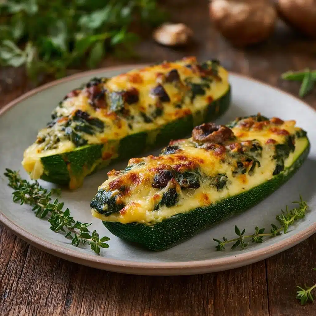 Spinach, Mushroom, and Ricotta Stuffed Zucchini Recipe