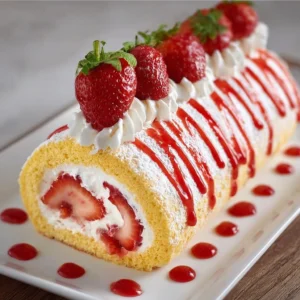 Strawberry Swiss Roll Cake Recipe