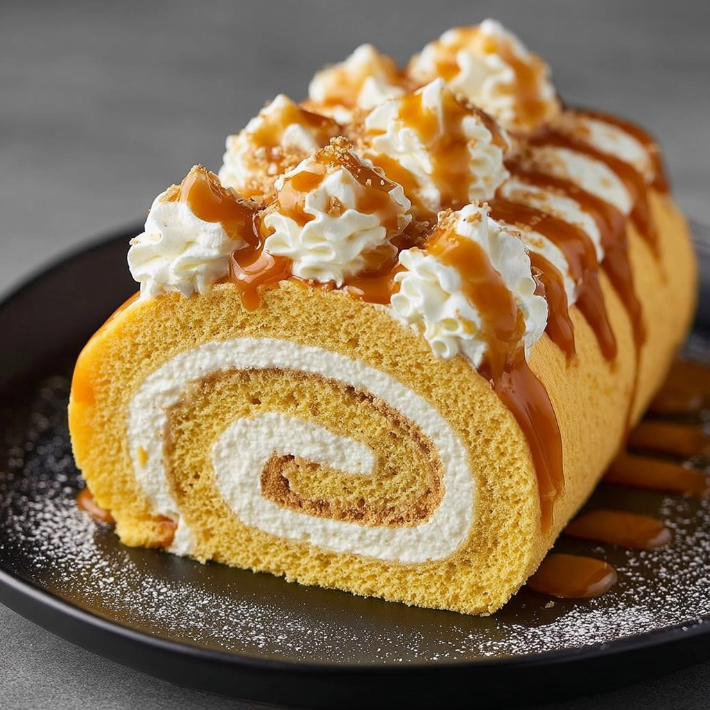 Swiss Roll Cake with Cream and Caramel Filling Recipe